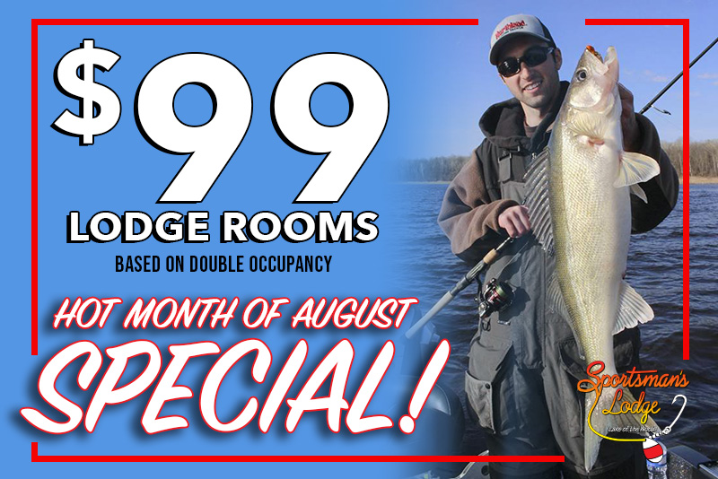 Man holding large fish with $99 lodge special